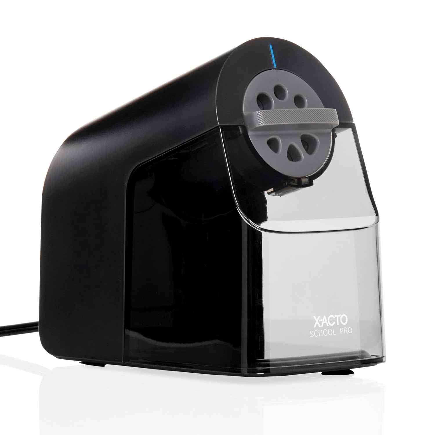 X-ACTO Pencil Sharpener, School Pro Electric Sharpener, Black, With Six Size Dial, XL Shavings Bin - Heavy Duty, Classroom Supplies