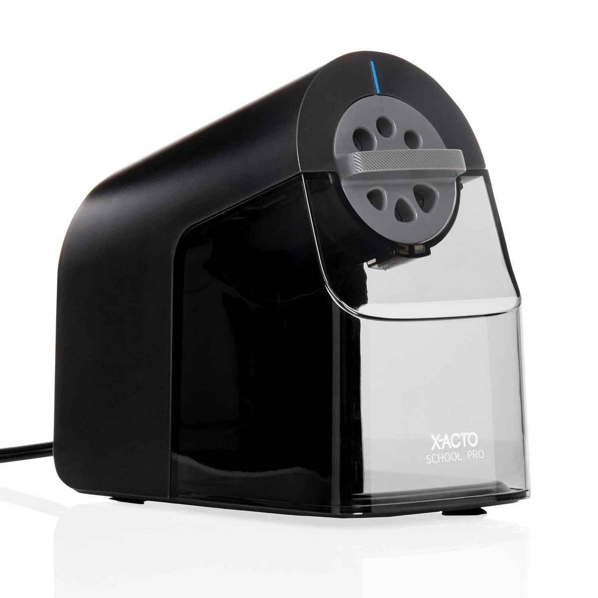 X-ACTO Pencil Sharpener, School Pro Electric Sharpener, Black, With Six Size Dial, XL Shavings Bin - Heavy Duty, Classroom Supplies