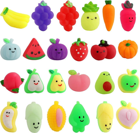 24 Pcs Fruit Mochi Squishy Toys, Squishies Bulk for Adults Stress Relief