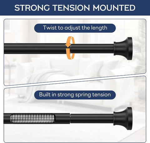 STARLATTA Tension Shower Curtain Rod, 31-104", Black
