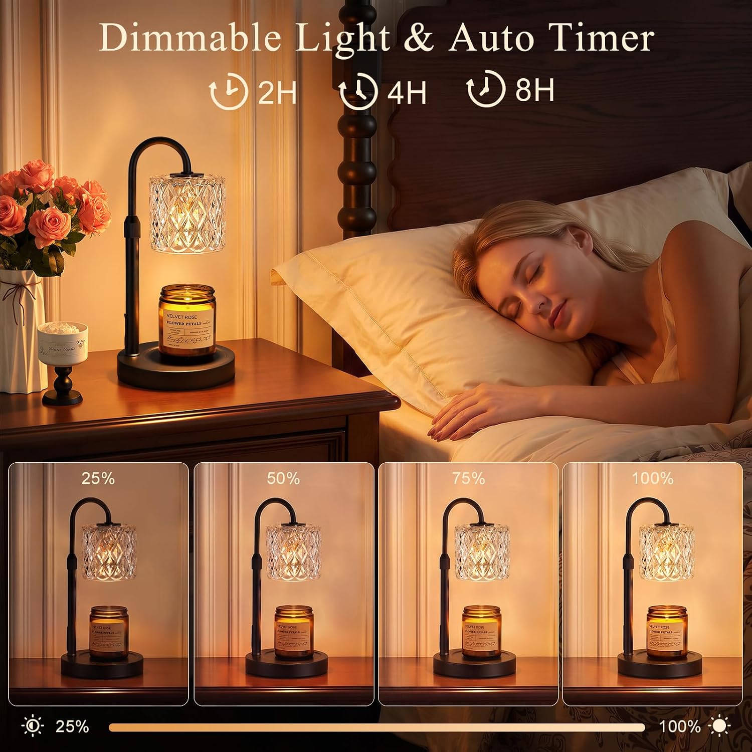 Candle Warmer Lamp with Timer, Birthday Gifts for Women, Room Decor, Black