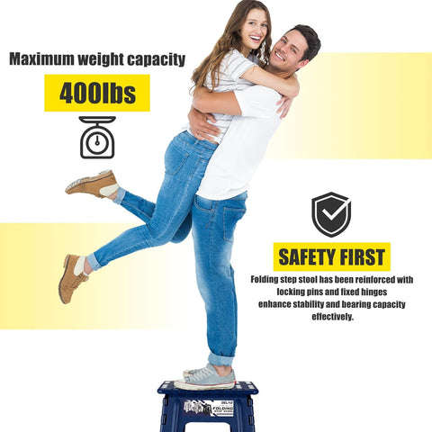 Delxo 17.5 Inch Folding Step Stool,Foldable Step Stool for Adults Blue