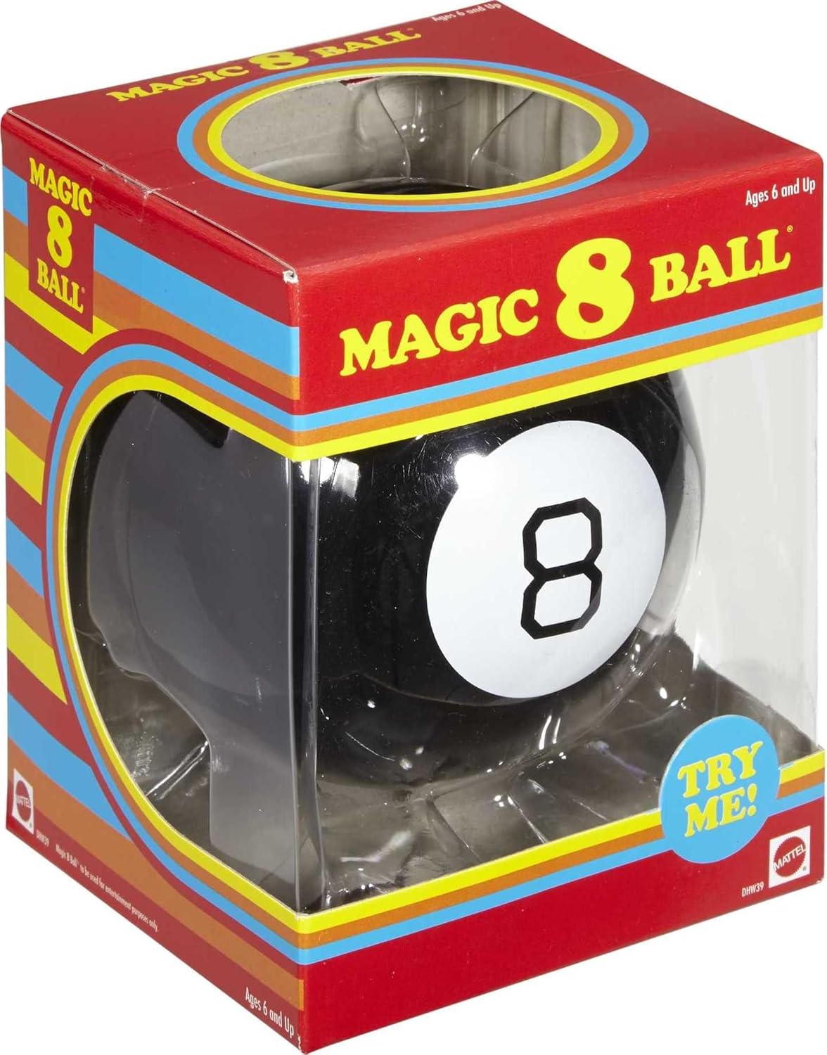 Mattel Games Magic 8 Ball Novelty Fortune-Telling Toy, Retro Look for Kids, Grown-Ups, Families, Parties & Travel (Amazon Exclusive)