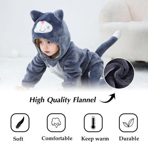 TONWHAR Baby Halloween Costume Hooded Romper – Infants Toddlers Animal Jumpsuit for Fall Winter Kids Daily Playwear