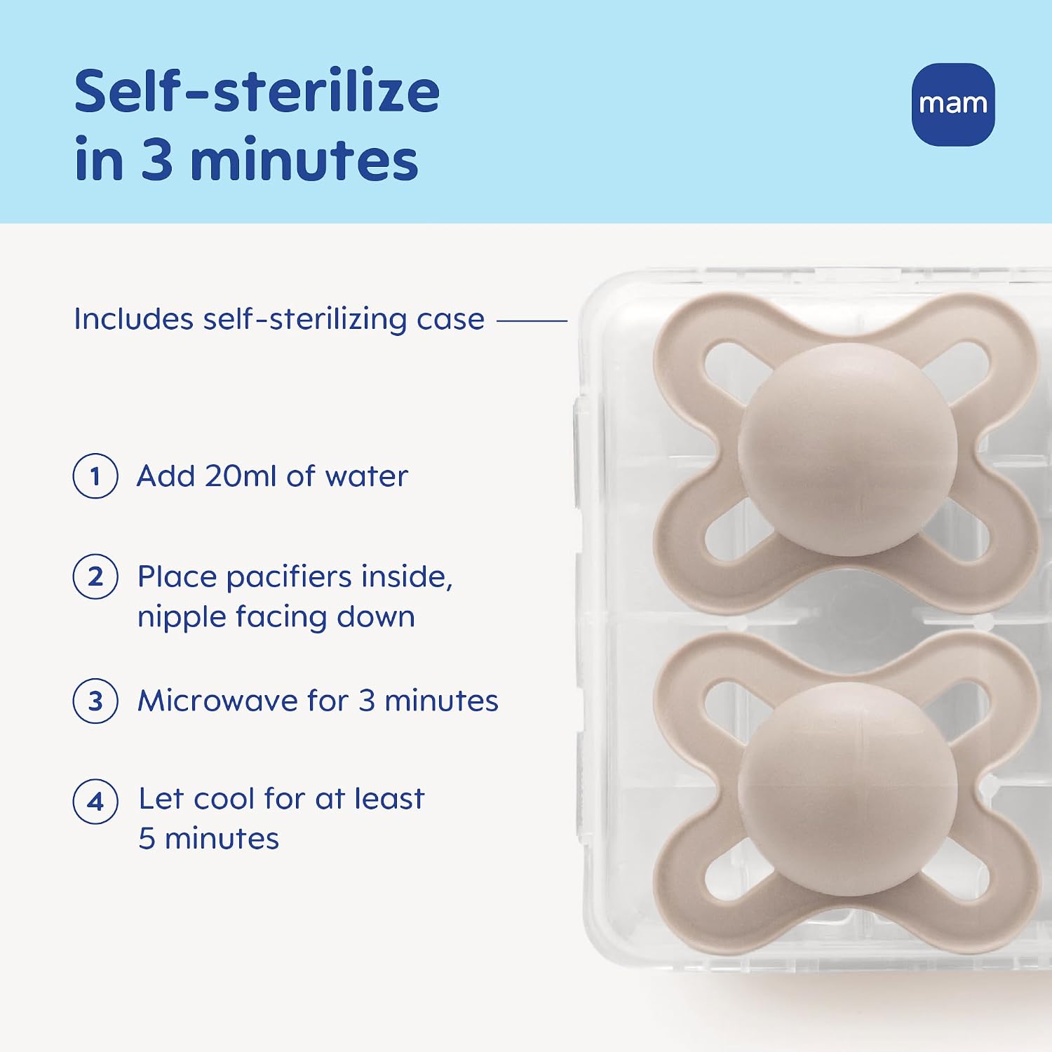 MAM Original Start Baby Pacifiers 0-3 Months, Glow in The Dark, 2 Pack