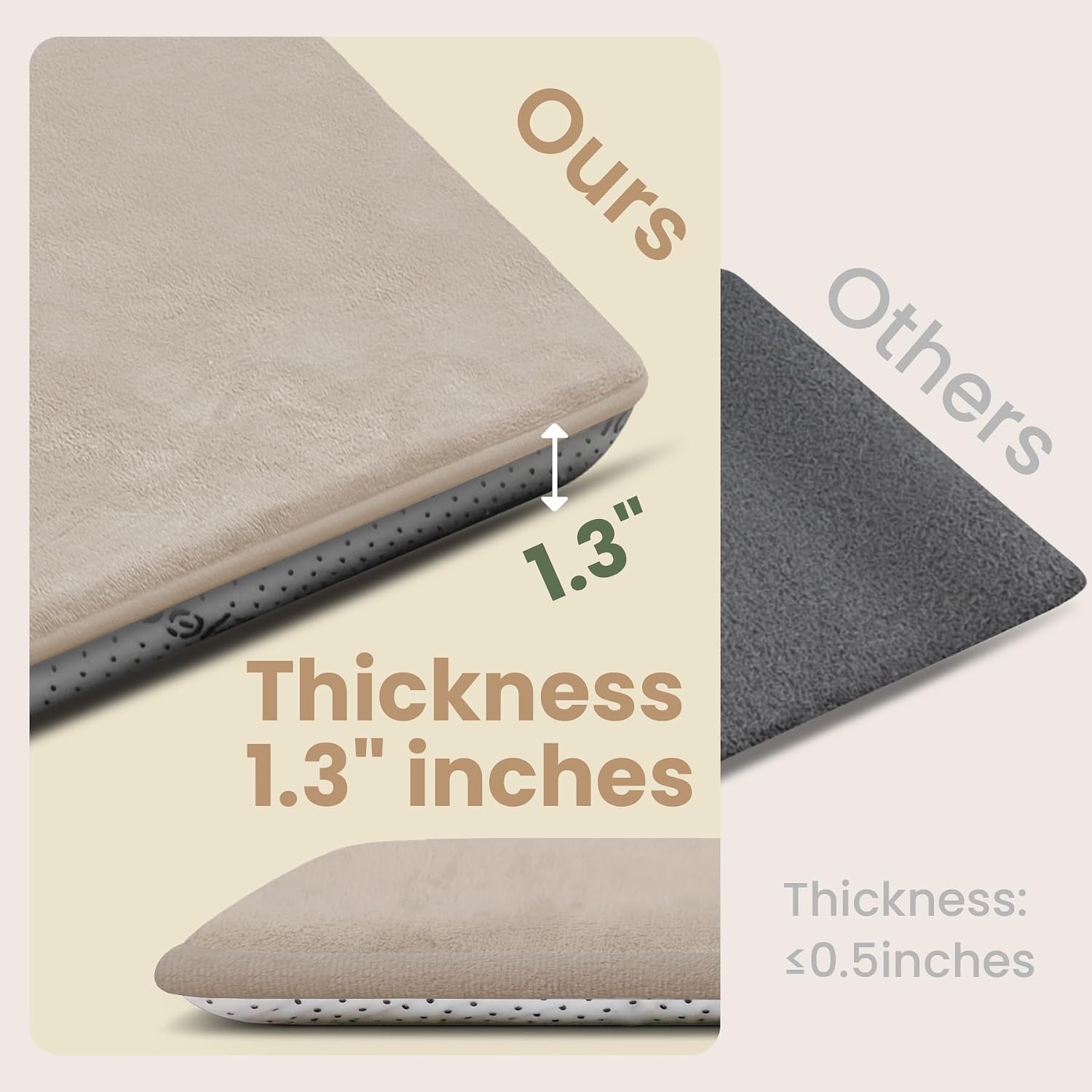 Baby Play Mat for Floor,1.3" Thick Foam 59"×59" Playpen Mat for Tummy Time,Non-Toxic Certified Water Repellent Soft Coral Velvet for Toddler,Infant,Kids,Non-Slip Backing Safe for Crawling (Beige)