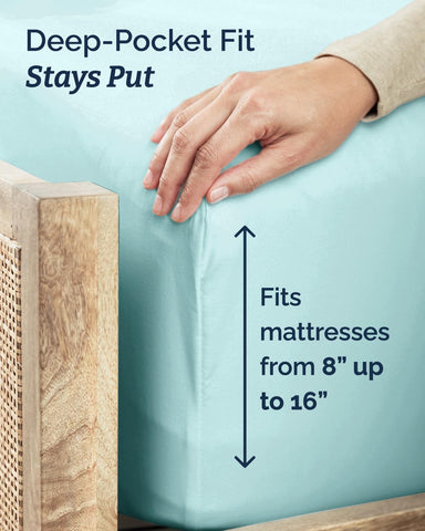 Twin XL 3 Piece Sheet Set - College Dorm Room Essentials - Spa Blue