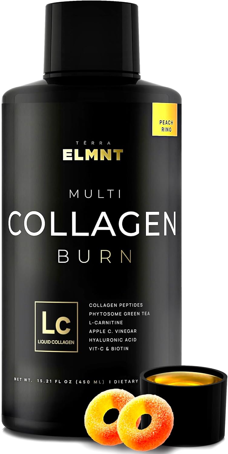 Premium Liquid Collagen for Women Weight Loss & Beauty w. Hyaluronic Acid, Biotin, L-Carnitine, ACV - Ultra Pure Multi Collagen Protein Shots Drink Hair Skin Liquid Vitamins, Colageno (Peach Ring)