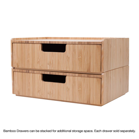 Mobilevision Bamboo Drawer, Stackable Storage Solution for office products pens, pencils, scissors, notepads, business cards and more