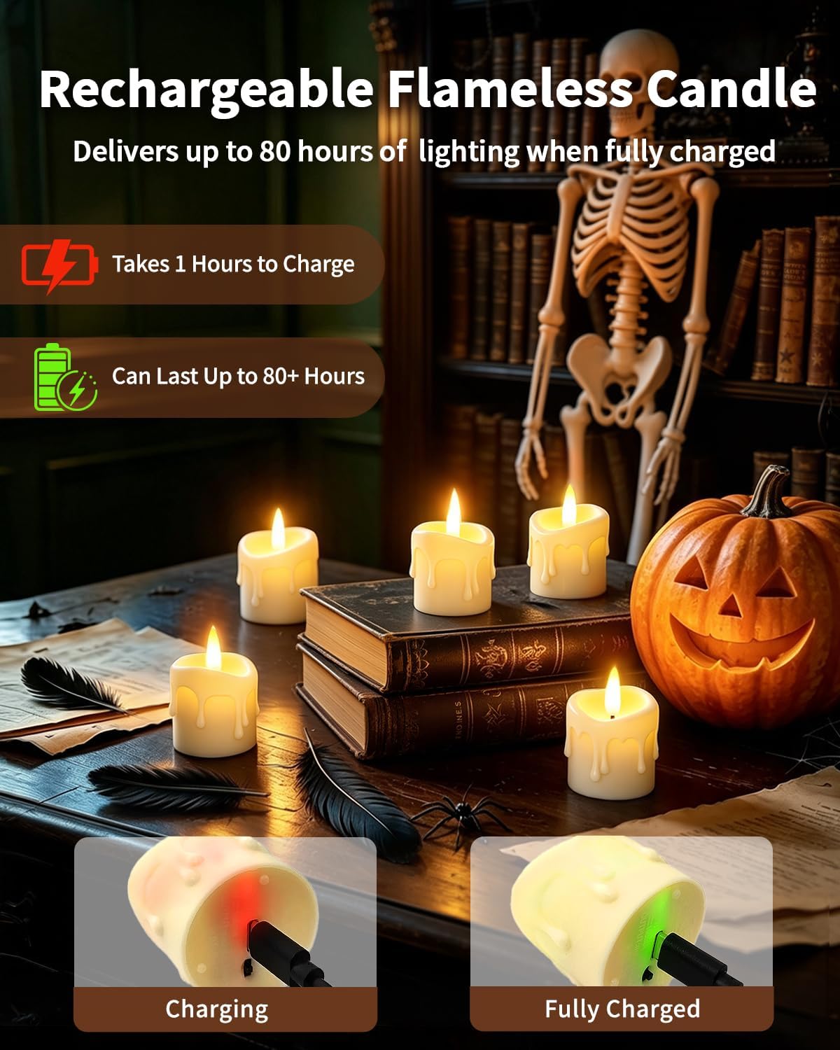 6 Pack Small Rechargeable Flameless Candles with Remote Timer