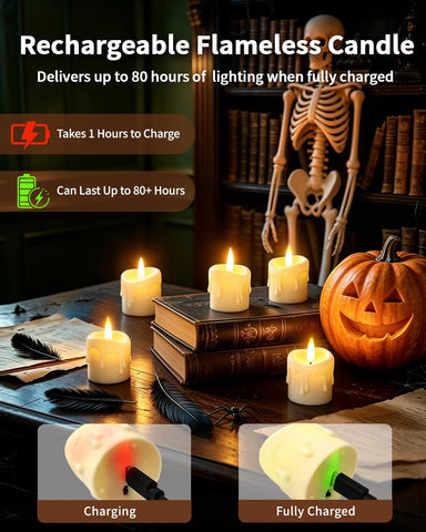 6 Pack Small Rechargeable Flameless Candles with Remote Timer