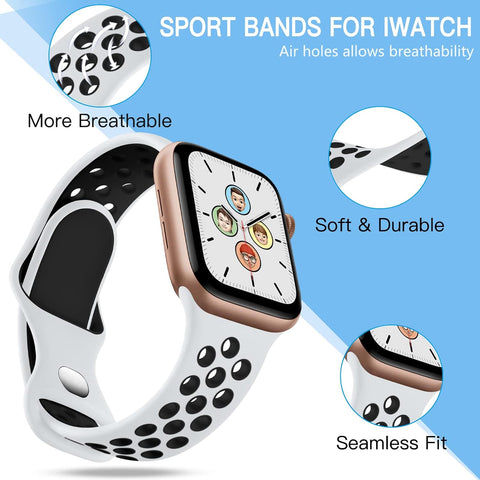 Adorve 4 Pack Sport Bands Compatible with Apple Watch Bands for Men Women 49mm 46mm 45mm 44mm 42mm 41mm 40mm 38mm,Breathable Soft Silicone Strap for iWatch Band Series 11 10 SE Ultra 9 8 7 6 5 4 3 2 1
