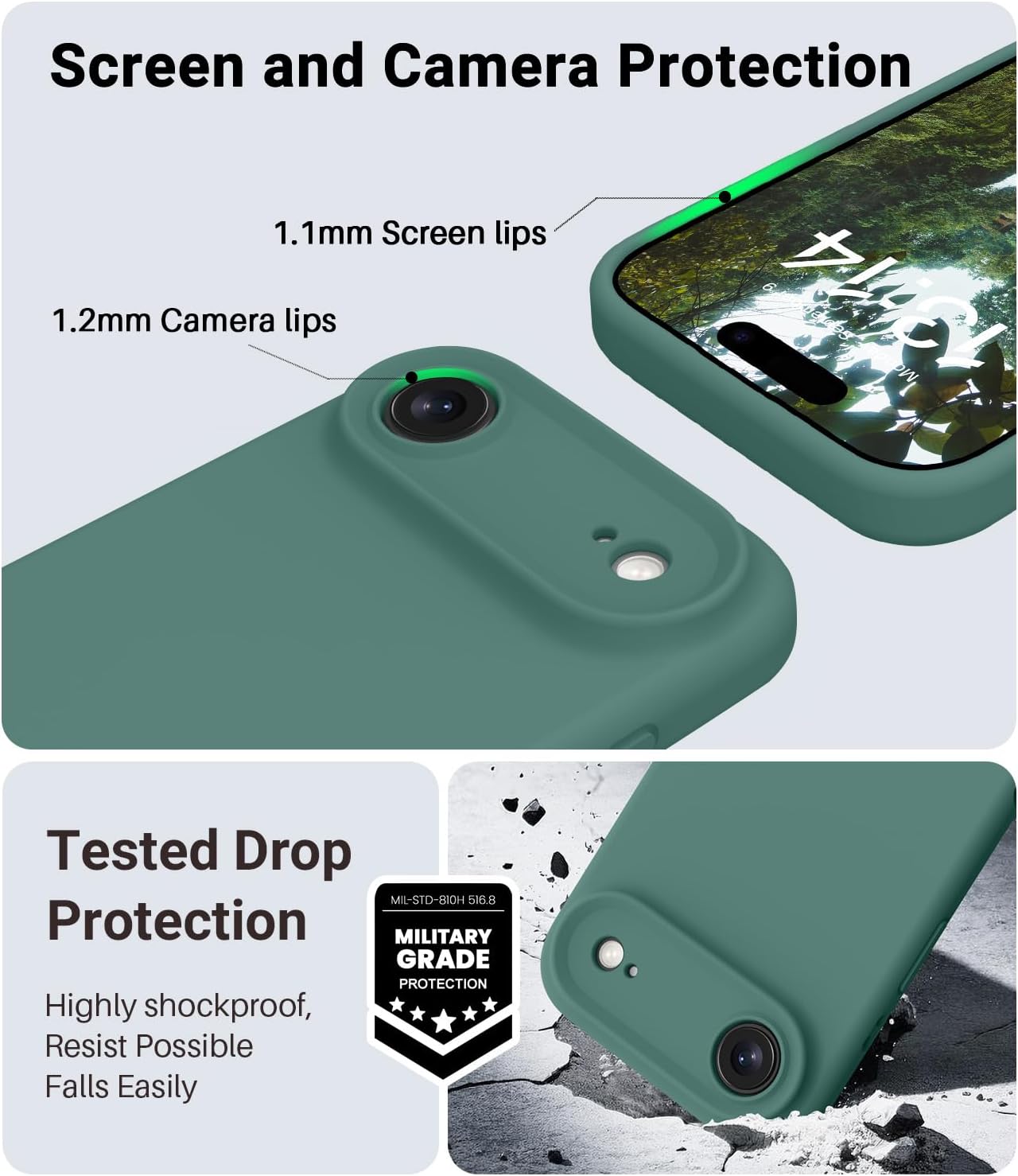 OTOFLY Magnetic for iPhone 17 Air Case,Compatible with Magsafe,Classic Liquid Silicone Mobile Phone Case,Integrated Camera Control Button,Anti-Scratch Microfiber Lining, Pine Green