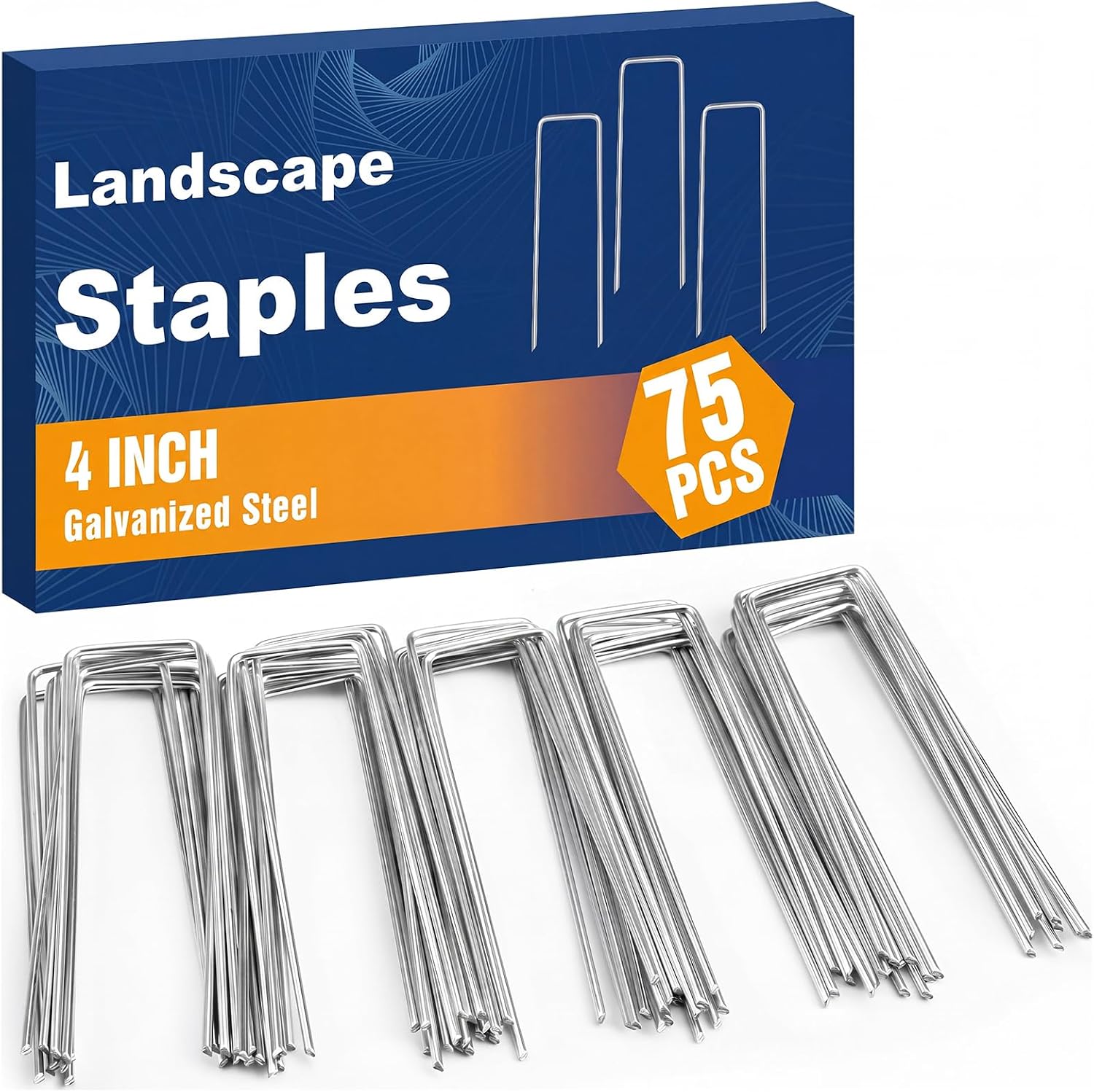 Whonline 75 Pack Landscape Staples 4 Inch, 12 Gauge Garden Stakes