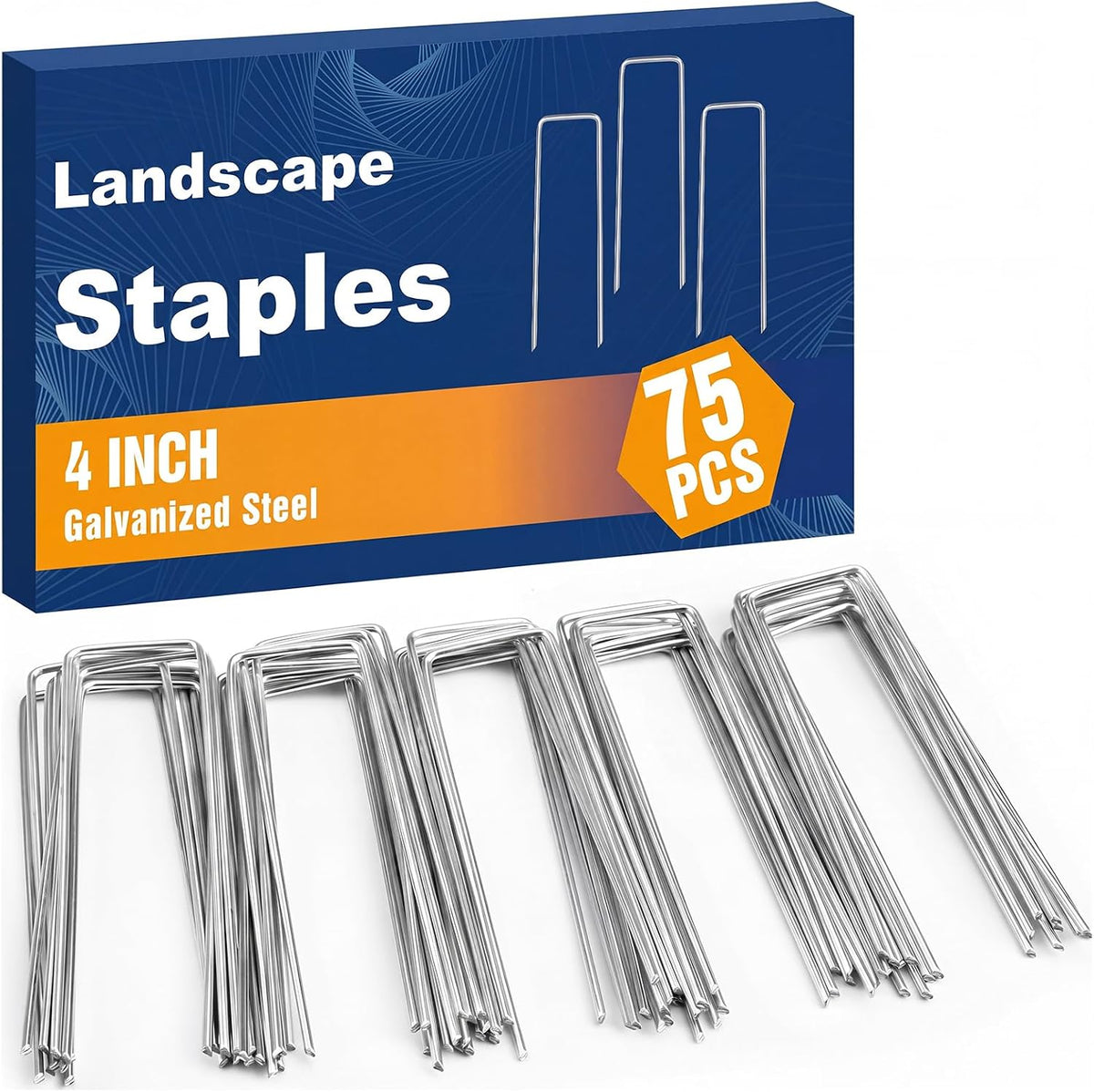 Whonline 75 Pack Landscape Staples 4 Inch, 12 Gauge Garden Stakes