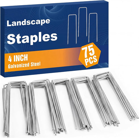 Whonline 75 Pack Landscape Staples 4 Inch, 12 Gauge Garden Stakes