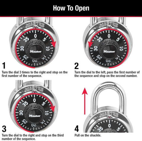 Master Lock Combination Padlock Black School Lock, Indoor Lock 2-Pack 1500T