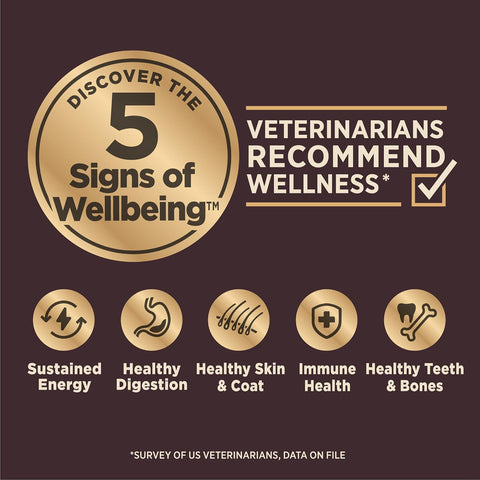 Wellness CORE Digestive Health Adult Dry Dog Food, Wholesome Grain Kibble, Sensitive Stomach, Natural, High Protein, Chicken Free, Whitefish and Brown Rice Recipe, 22 lb Bag