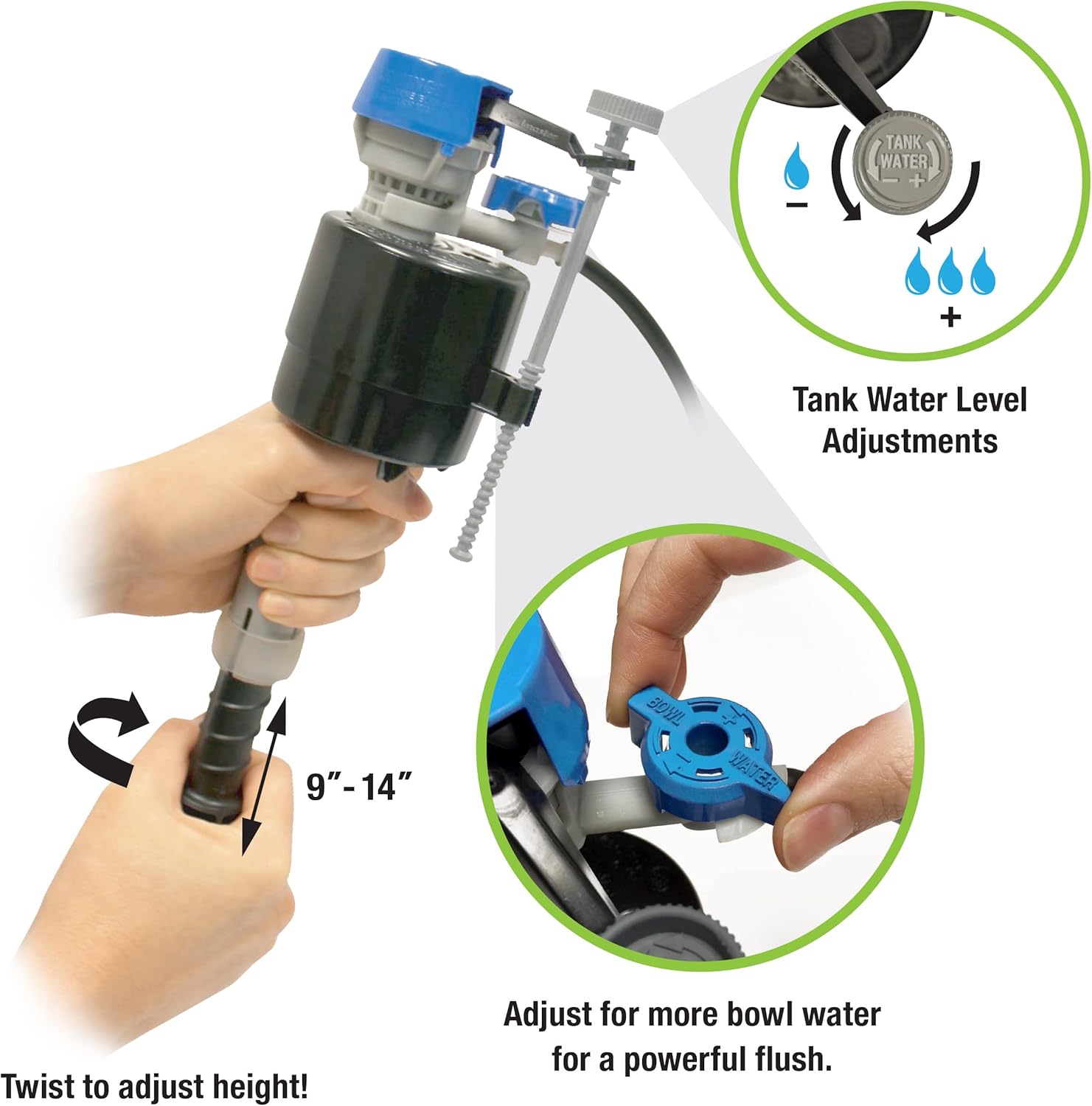 Fluidmaster K-400H-039 Toilet Fill Valve & 2-Inch Flapper Repair Kit