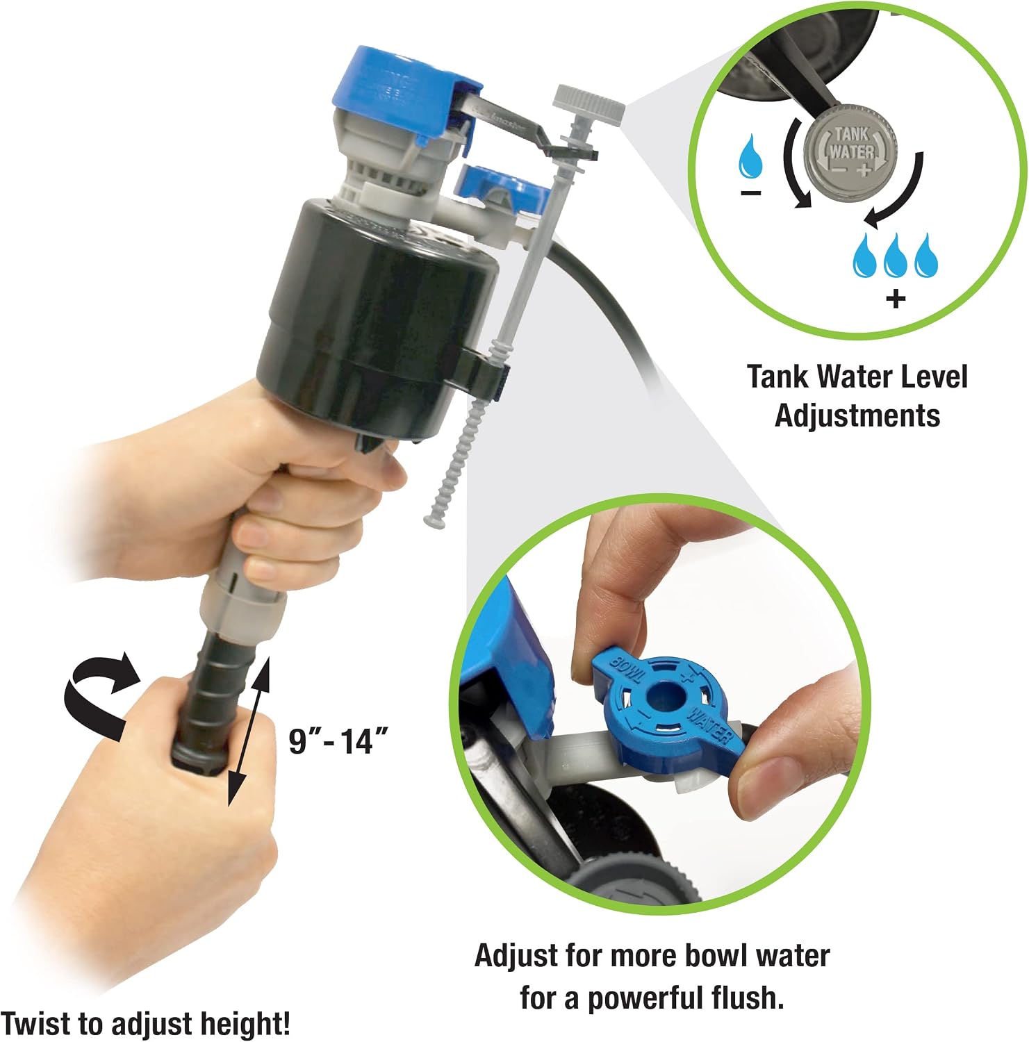Fluidmaster K-400H-039 Toilet Fill Valve & 2-Inch Flapper Repair Kit