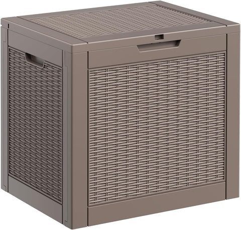 DRATO 36 Gallon Outdoor Storage Box Waterproof, Lockable Resin Deck Box with Lid for Patio Furniture Bench, Pool Garden Tools, Weatherproof Outside Storage Bin for Backyard Porch (Grey, 36 Gallon)
