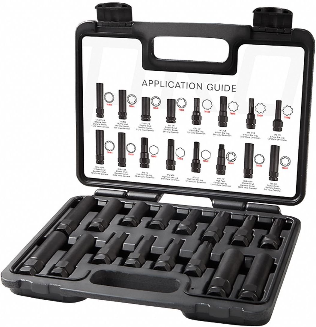 Steelman Pro - 78537 16-Piece Locking Lug Nut Master Key Set for Auto Mechanics Variety of Spline Star and Hex Style Keys Thin-Walled/Extra-Long Lug Keys to Prevent Damage to Wheels Double-Hex Heads