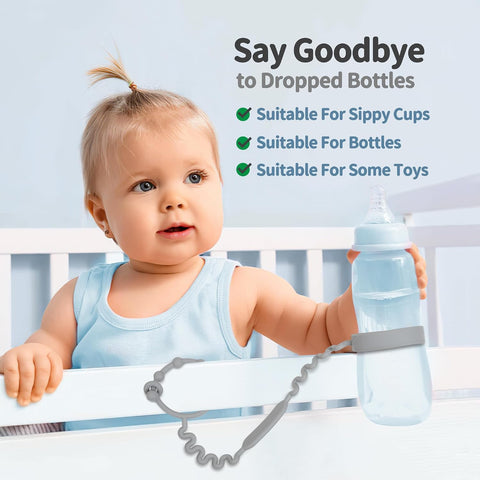 Toy Straps, Pacifier Holder Clip with Self-Adjusting Bayonet, Pure Silicone Material Without BPA; Can Be Used for Teethers, Feeding Bottles, Toys, High Chairs(Blue-3ps)