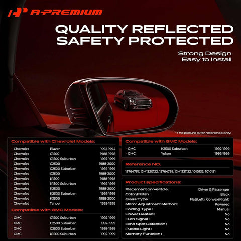 A-Premium Pair (2) Driver and Passenger Side Power Door Mirror