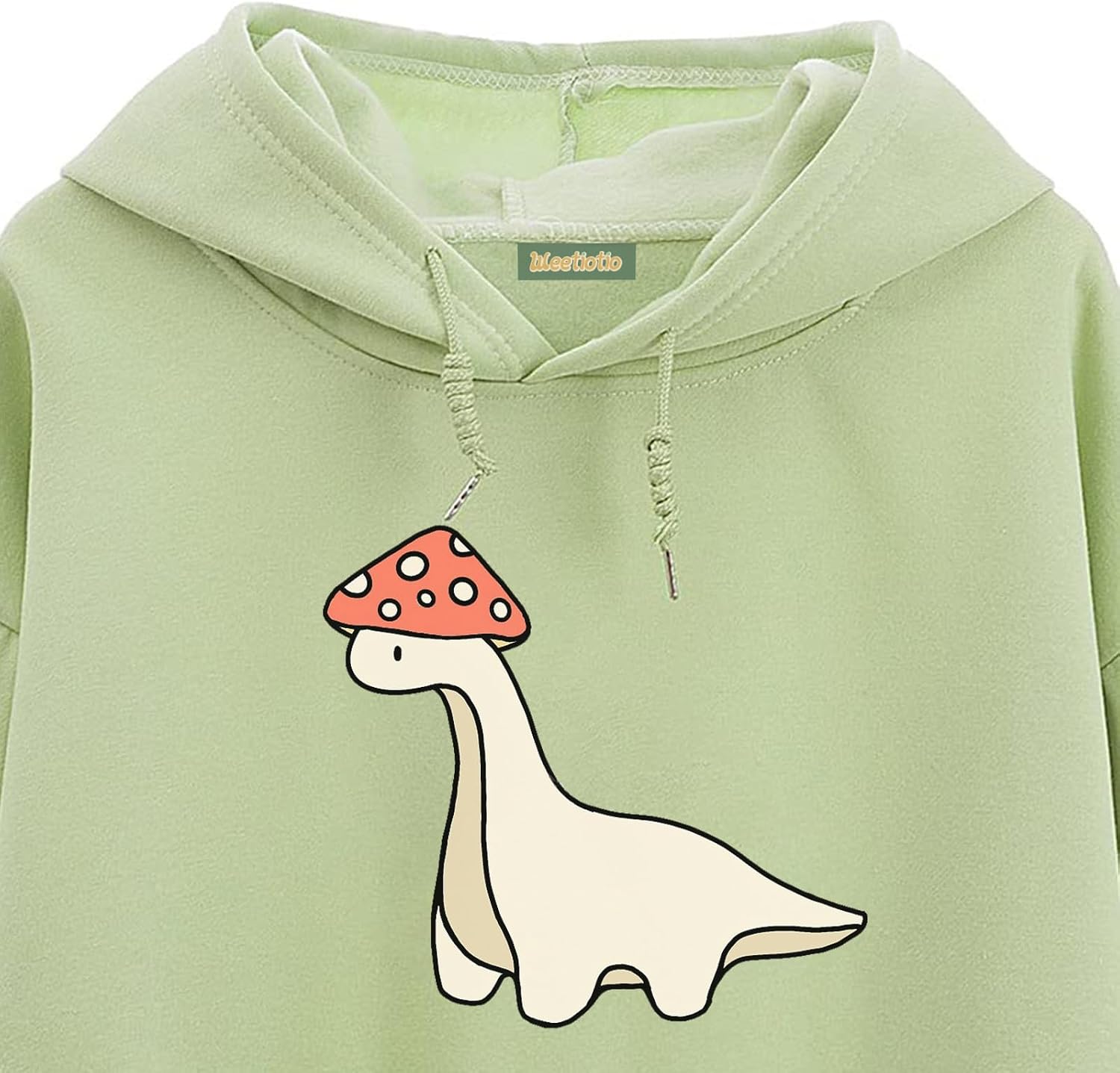 Oversized Cute Mushroom Dino Print Hoodies for Womens Kawaii Cartoon Sweatshirt Teen Cotton Fleece Sweaters