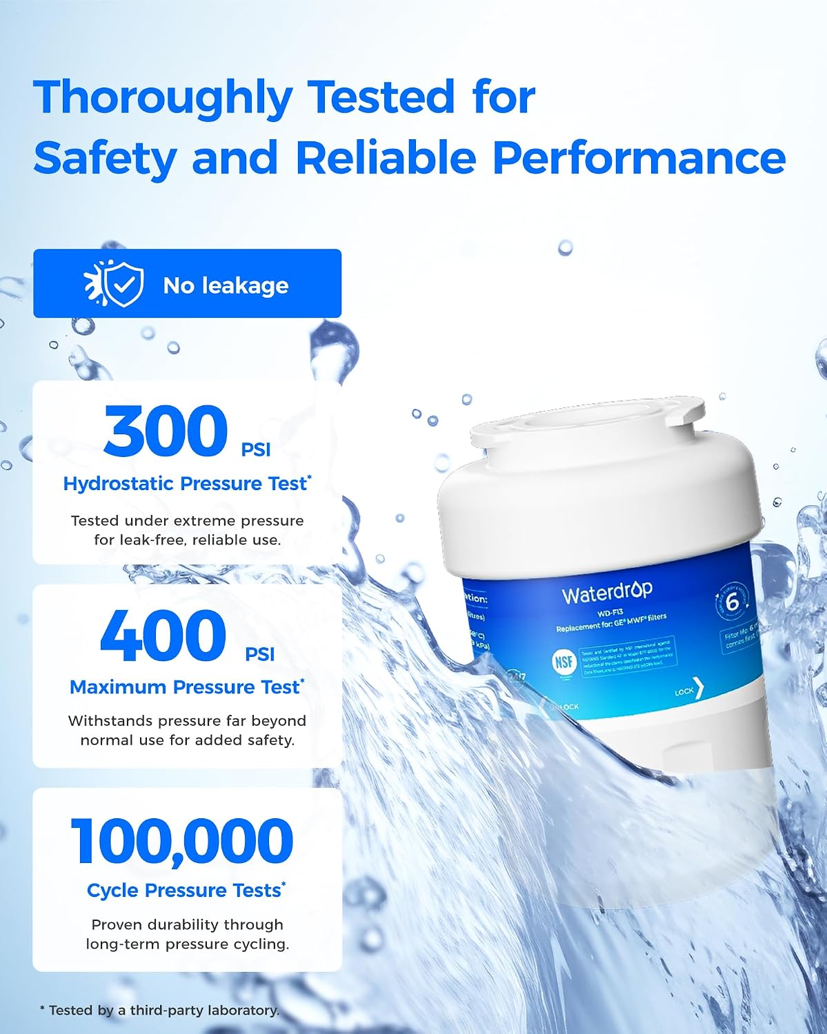 Waterdrop WD-F13 Refrigerator Water Filter, Replacement for GE® MWF®