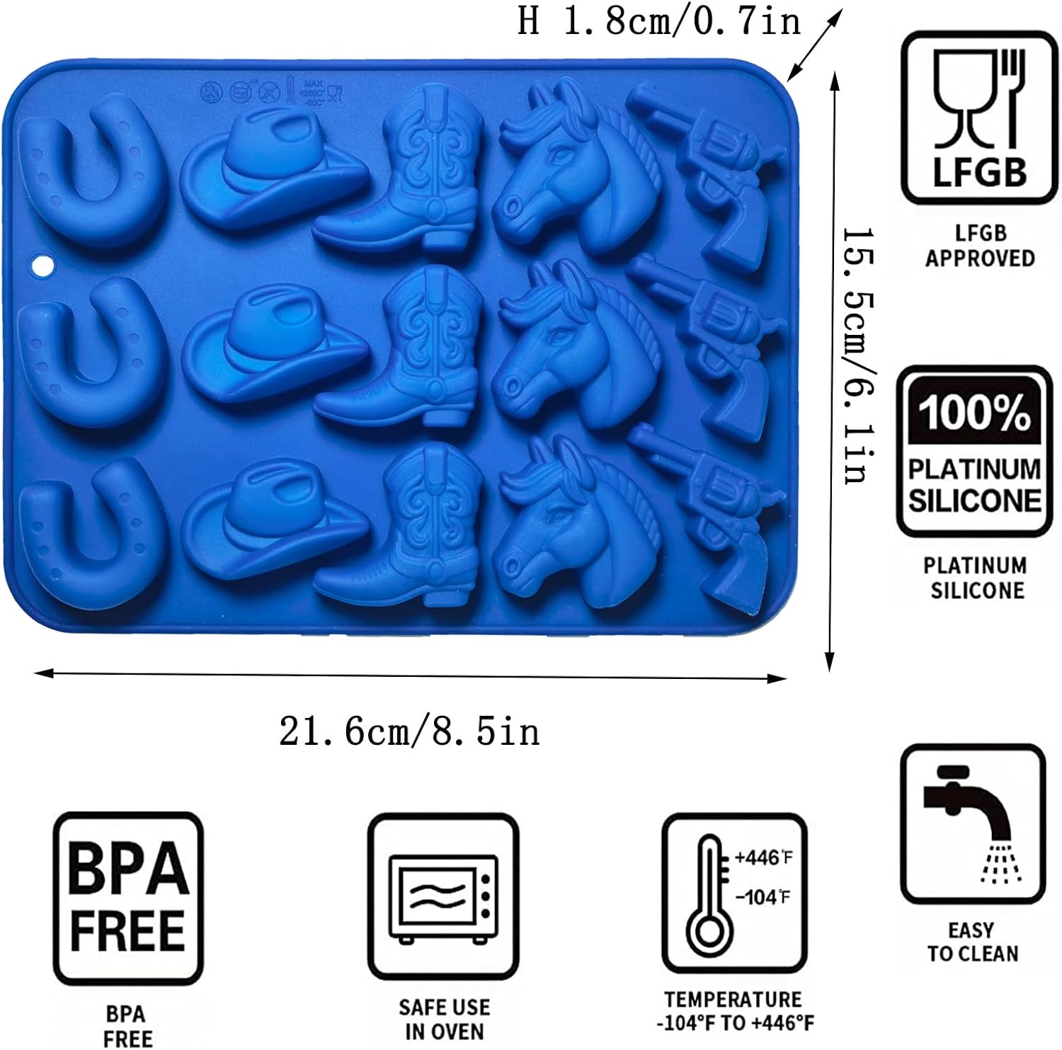 2Pcs Cowboy Chocolate Candy Molds - Cowboy Hat Boot, Horse Saddle Shape Silicone Candy Molds Western Themed Party Baking Mold Jello Ice Cube Candle Mold for Cupcake Cakesicle Decorations