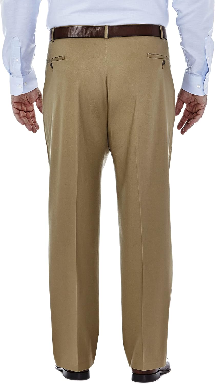 Haggar Men's Classic Fit Premium No Iron Khaki Pleated Pant
