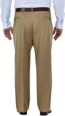 Haggar Men's Classic Fit Premium No Iron Khaki Pleated Pant