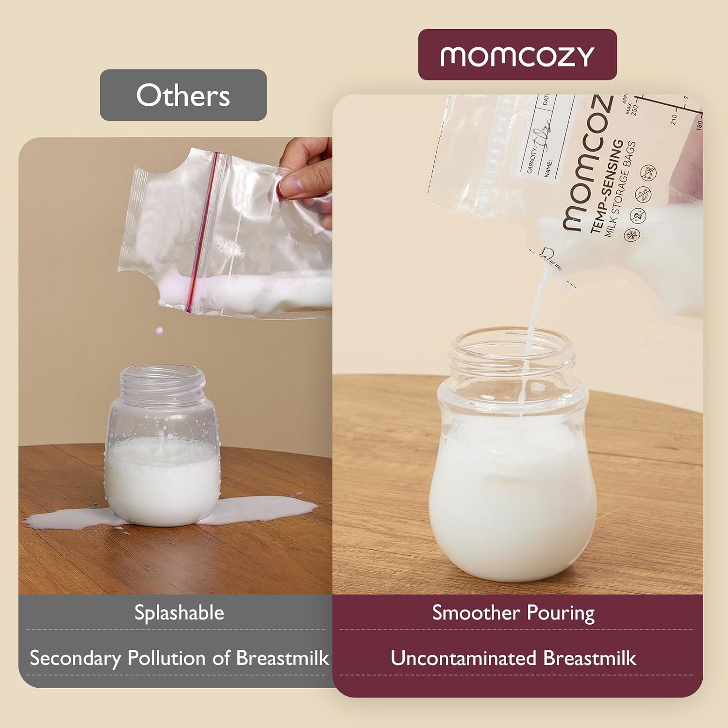 Momcozy 8oz Breastmilk Storage Bags,Temp-Sensing & Pour Spout,200 Count