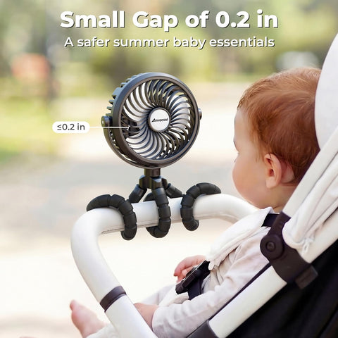 AMACOOL Battery Operated Stroller Fan, Portable Clip On Fan Rechargeable