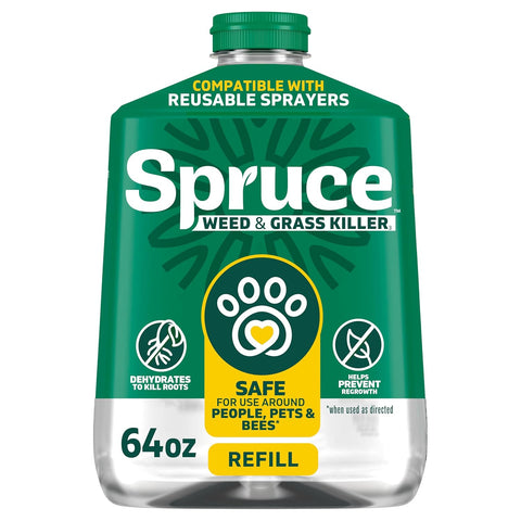 Spruce Weed Killer Refill - Versatile Weed & Grass Killer₂ for Flower Beds, Driveways & Mulch Beds - No Pour, No Mix, No Mess Refill - Kills Dandelions, Crabgrass & More - Results in 1 Hour (64 Oz)