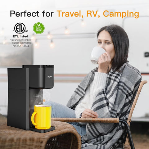 Tastyle Mini Single Serve Hot and Iced Coffee Maker for K Cup and Ground