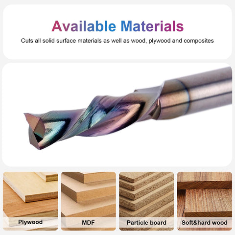 SpeTool 1/4 Inch Shank Downcut Spiral Router Bit 1/4 Inch Cutting Diameter 1 inch Cutting Length with Extra Long Life Coating CNC Router Bits End Mill for Woodwork Mortise Slot