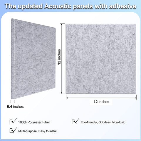 18 Pack Gray Acoustic Panels 12"X12"X 0.4" Soundproof Wall Panels Wall Decoration Sound Absorbing Panel High-Density Sound Deadening Panels Acoustic Treatment Panel For Home Studio