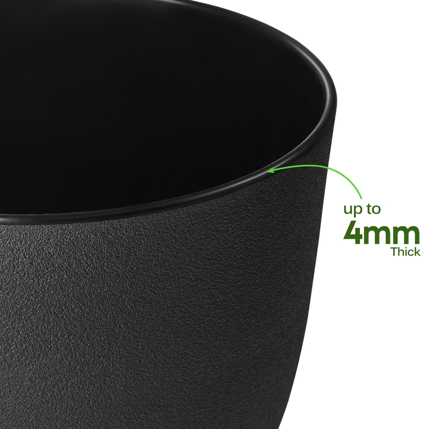 Ferlypote Plant Pots 8 Inch Set of 2, Flower Pots with Multi Mesh Drainage Holes, Planters for Indoor Outdoor Garden Plants and Flowers (Black)
