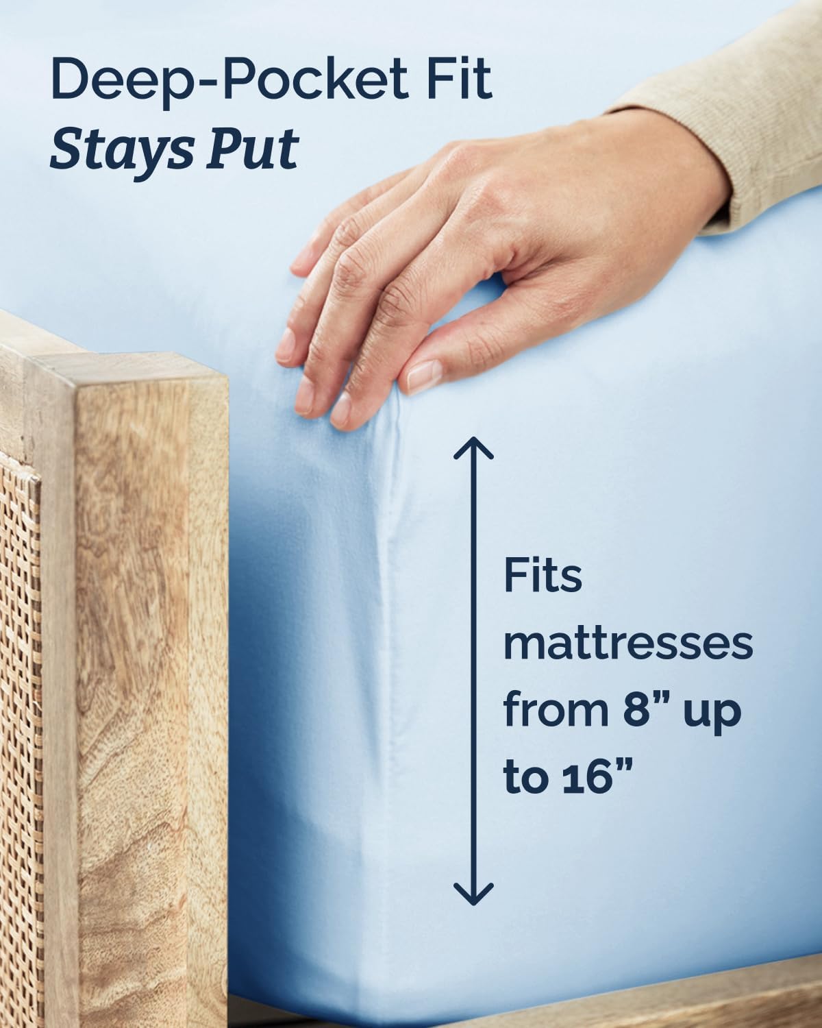 Twin Size 3 Piece Sheet Set - Breathable & Cooling Sheets - Light Blue