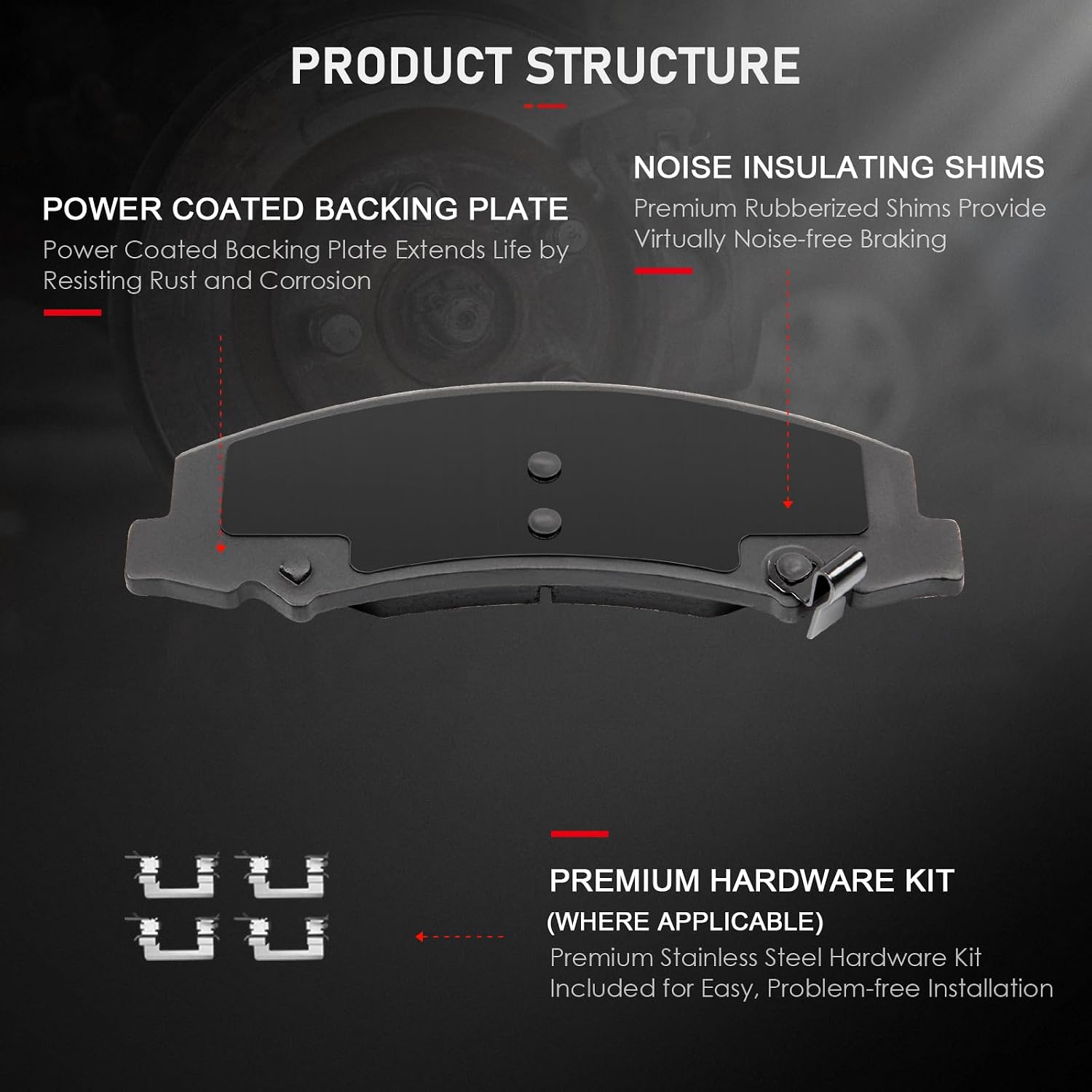 cciyu D1159 D1172 Front Rear Ceramic Brake Pads Kits 8pcs