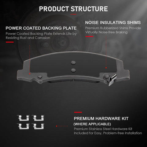 cciyu D1159 D1172 Front Rear Ceramic Brake Pads Kits 8pcs
