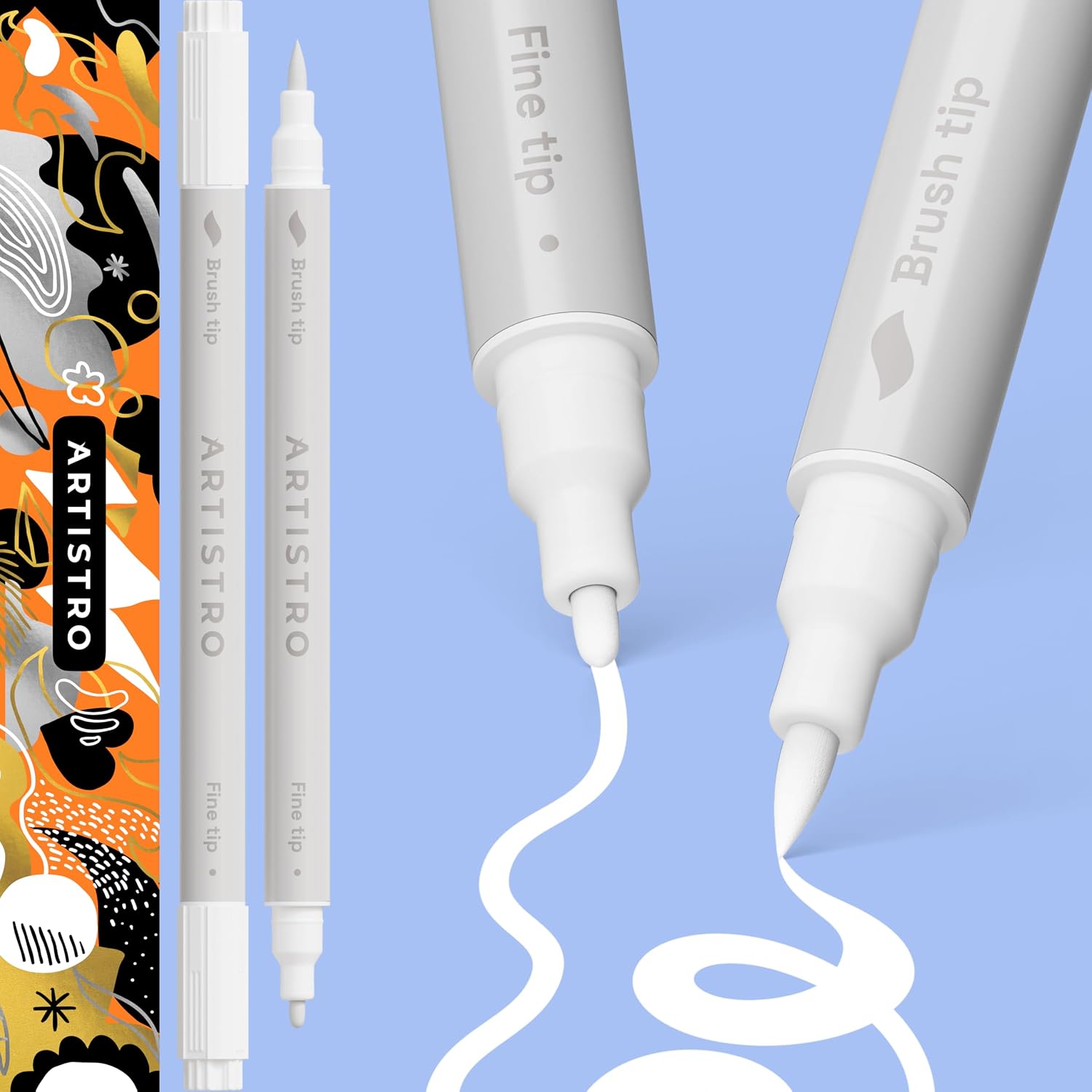 ARTISTRO White Dual-Tip Acrylic Paint Pens - Set of 2