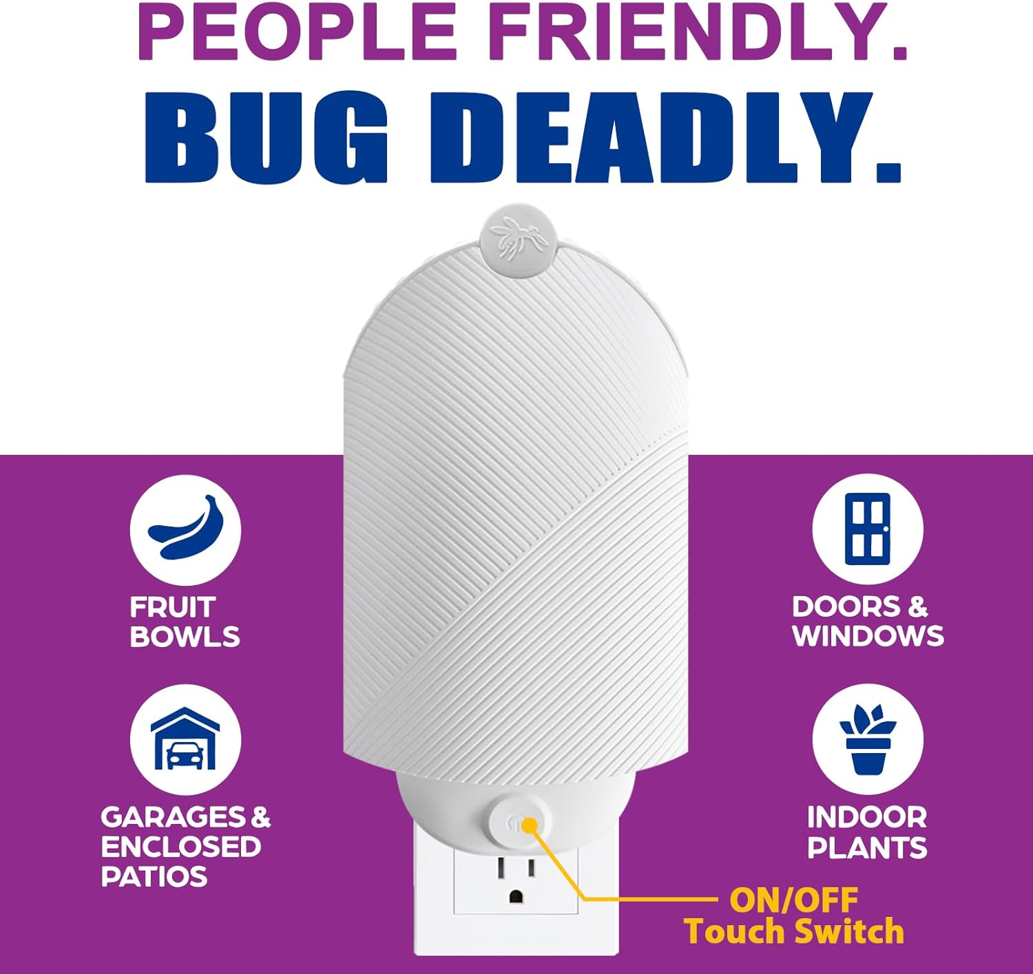 Flying Insect Trap for Indoor Use (2 Starters & 6 Refill Cartridges), UV Light Bug Catcher for Fruit Flies, Gnats & Small Flying Pests, Silent, No-Zap, Mess-Free