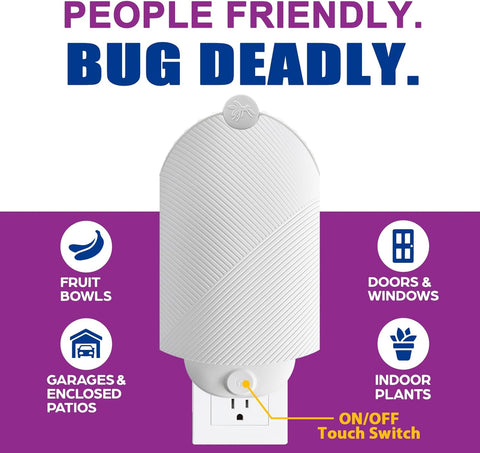 Flying Insect Trap for Indoor Use (2 Starters & 6 Refill Cartridges), UV Light Bug Catcher for Fruit Flies, Gnats & Small Flying Pests, Silent, No-Zap, Mess-Free