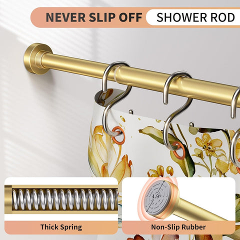 Gold Shower Curtain Rod 34-96 Inch (2.8-8ft) Adjustable Shower Rod