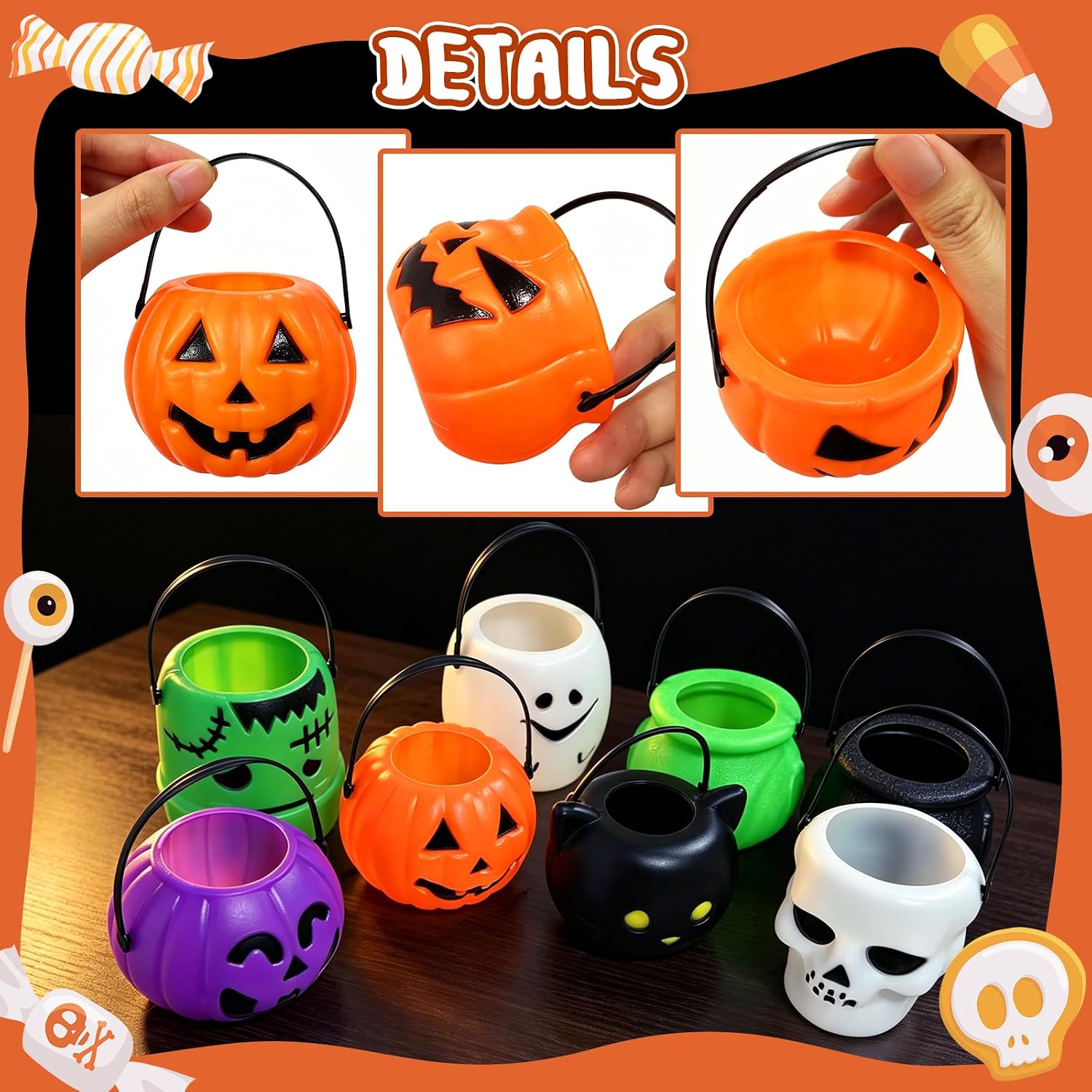 36 Pieces Halloween Candy Bucket,12 Styles Mini Halloween Candy Holder
