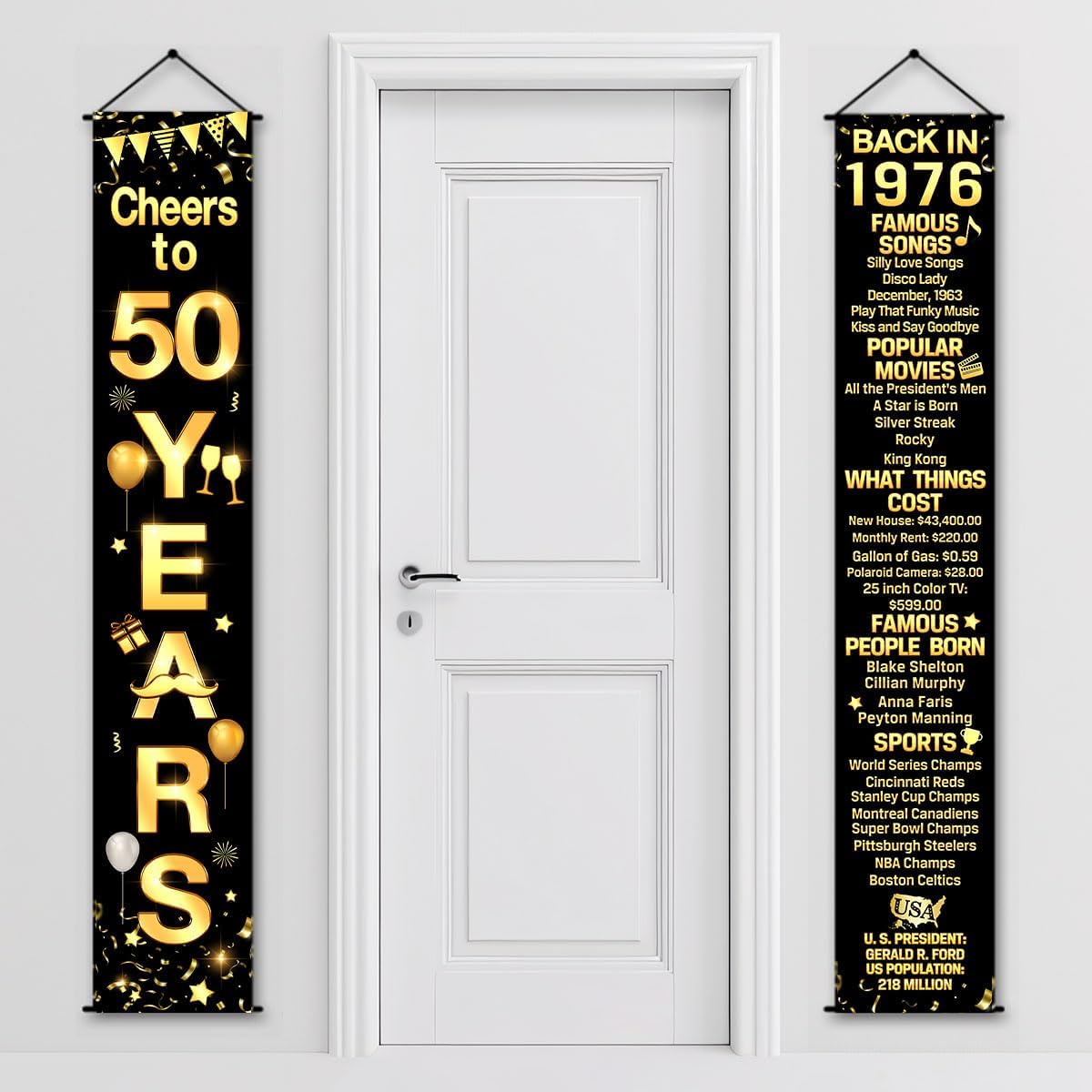 50th Birthday Party Anniversary Decorations Cheers to 50 Years Banner Party Decorations Welcome Porch Sign for Years Birthday Supplies (50th-1976)