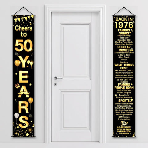 50th Birthday Party Anniversary Decorations Cheers to 50 Years Banner Party Decorations Welcome Porch Sign for Years Birthday Supplies (50th-1976)